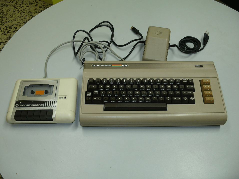 An old Commodore 64 with a casette bay